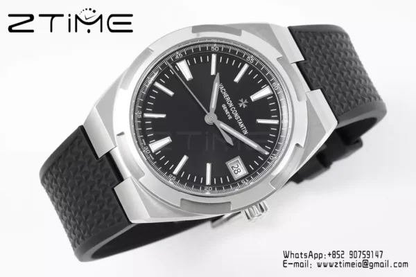 VC Overseas 4500V SS ZF 1:1 Best Edition Black Dial on Black Rubber Strap A5100 - Super Clone Watch | 1:1 Best Version