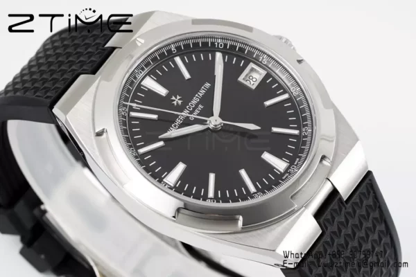 VC Overseas 4500V SS ZF 1:1 Best Edition Black Dial on Black Rubber Strap A5100 - Super Clone Watch | 1:1 Best Version