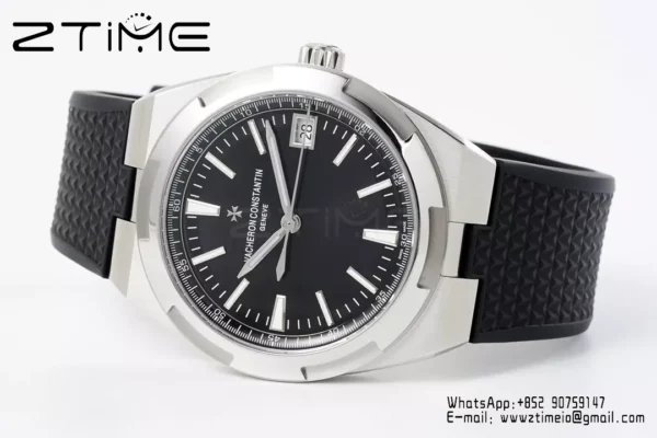 VC Overseas 4500V SS ZF 1:1 Best Edition Black Dial on Black Rubber Strap A5100 - Super Clone Watch | 1:1 Best Version