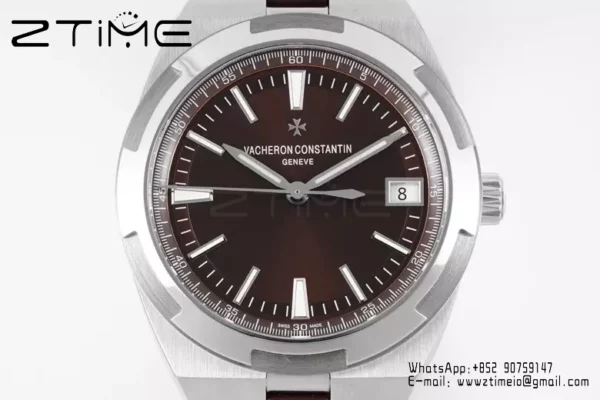 VC Overseas 4500V SS ZF 1:1 Best Edition Quadrante marrone su cinturino in gomma marrone A5100 - Orologio super clone | 1:1 Best Version