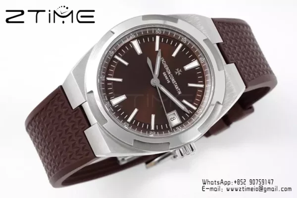VC Overseas 4500V SS ZF 1:1 Best Edition Quadrante marrone su cinturino in gomma marrone A5100 - Orologio super clone | 1:1 Best Version