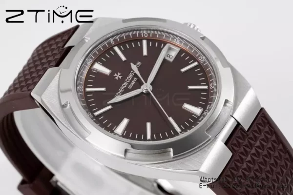 VC Overseas 4500V SS ZF 1:1 Best Edition Quadrante marrone su cinturino in gomma marrone A5100 - Orologio super clone | 1:1 Best Version
