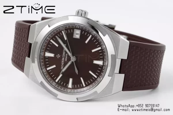 VC Overseas 4500V SS ZF 1:1 Best Edition Quadrante marrone su cinturino in gomma marrone A5100 - Orologio super clone | 1:1 Best Version