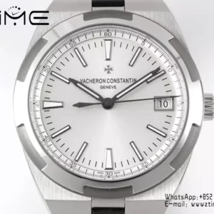 VC Overseas 4500V SS ZF 1:1 Best Edition Quadrante argento su cinturino in gomma nera A5100 - Orologio super clone | 1:1 Best Version