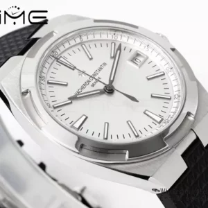 VC Overseas 4500V SS ZF 1:1 Best Edition Quadrante argento su cinturino in gomma nera A5100 - Orologio super clone | 1:1 Best Version