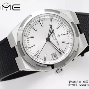 VC Overseas 4500V SS ZF 1:1 Best Edition Quadrante argento su cinturino in gomma nera A5100 - Orologio super clone | 1:1 Best Version