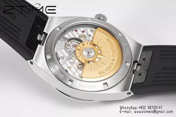 VC Overseas 4500V SS ZF 1:1 Best Edition Quadrante argento su cinturino in gomma nera A5100 - Orologio super clone | 1:1 Best Version
