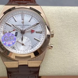 VC Overseas 41mm RG 7920V GR Factory 1:1 Best Edition White Dial Brown Leather Strap - Super Clone Watch | 1:1 Best Version