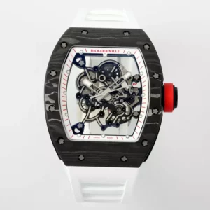 Richard Mille RM055 NTPT APS Factory 1:1 Best Edition White Bezel Red Crown Rubber Strap - Super Clone Watch | 1:1 Best Version