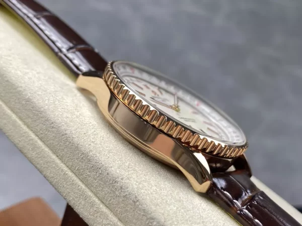 Breitling Navitimer Automatic 41mm RG BLSF White Dial on Brown Leather Strap A2824 V2 - Super Clone Watch | 1:1 Best Version