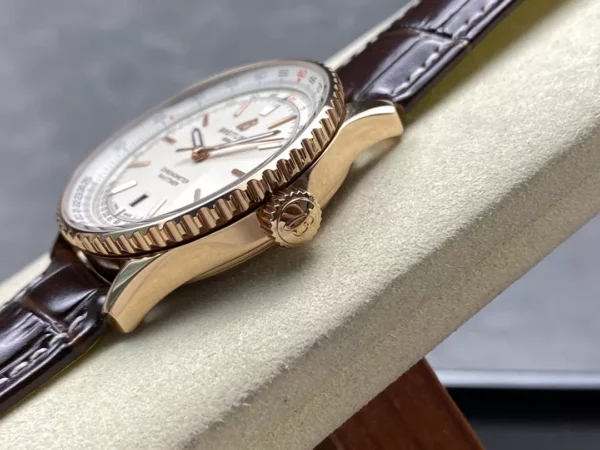 Breitling Navitimer Automatic 41mm RG BLSF White Dial on Brown Leather Strap A2824 V2 - Super Clone Watch | 1:1 Best Version
