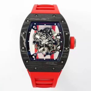 Richard Mille RM055 NTPT APS Factory 1:1 Best Edition Black Bezel Red Crown Rubber Strap - Super Clone Watch | 1:1 Best Version