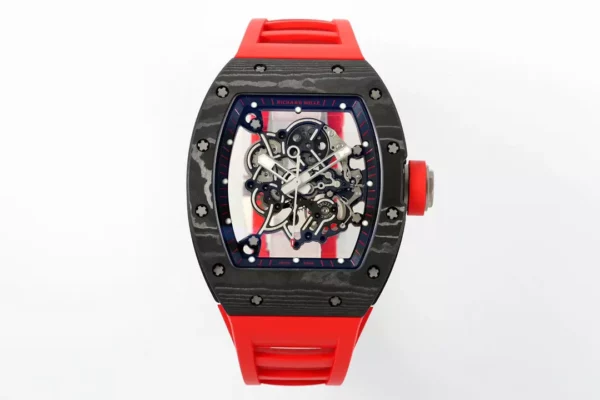 Richard Mille RM055 NTPT APS Factory 1:1 Best Edition Black Bezel Red Crown Rubber Strap - Super Clone Watch | 1:1 Best Version