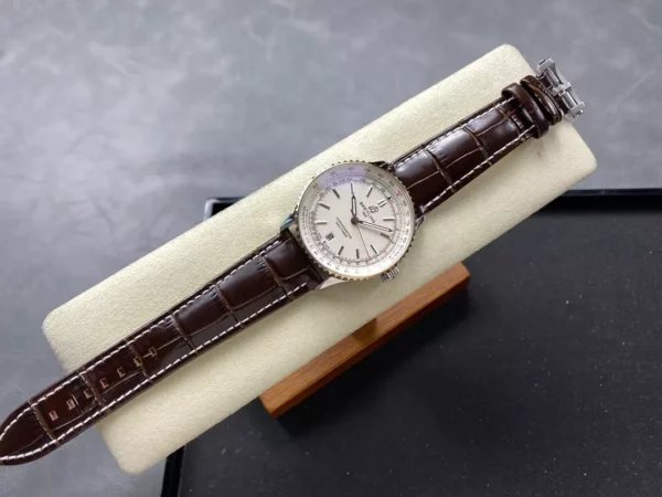 Breitling Navitimer Automatic 41mm SS BLSF Ice White Dial on Brown Leather Strap A2824 V2 - Super Clone Watch | 1:1 Best Version