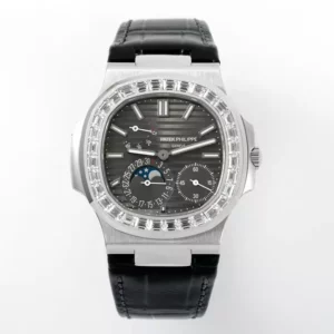 Patek Philippe Nautilus 5712 SS PPF Factory 1:1 Best Edition Gray Dial Diamonds Bezel  V3 - Super Clone Watch | 1:1 Best Version