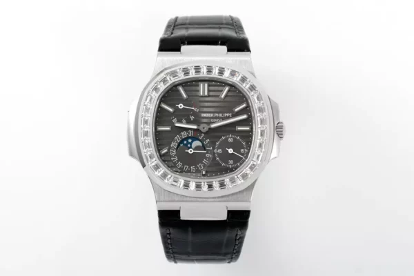 Patek Philippe Nautilus 5712 SS PPF Factory 1:1 Best Edition Gray Dial Diamonds Bezel  V3 - Super Clone Watch | 1:1 Best Version