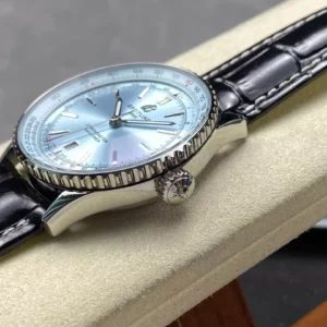 Breitling Navitimer Automatik 41mm SS BLSF Eisblaues Zifferblatt auf schwarzem Lederband A2824 V2 - Super Clone Watch | 1:1 Best Version
