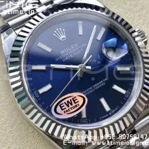 Rolex DateJust 41 126334 EWE Factory 1:1 Best Edition Blue Textured Dial on Jubilee Bracelet A3235 - Super Clone Watch | 1:1 Best Version