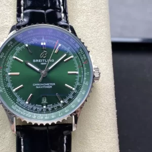 Breitling Navitimer Automatic 41mm SS BLSF Green Dial on Black Leather Strap A2824 V2 - Super Clone Watch | 1:1 Best Version