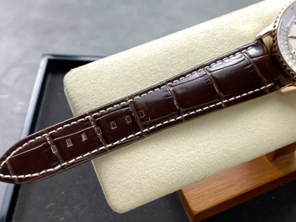 Breitling Navitimer Automatic 41mm RG BLSF White Dial on Brown Leather Strap A2824 V2 - Super Clone Watch | 1:1 Best Version