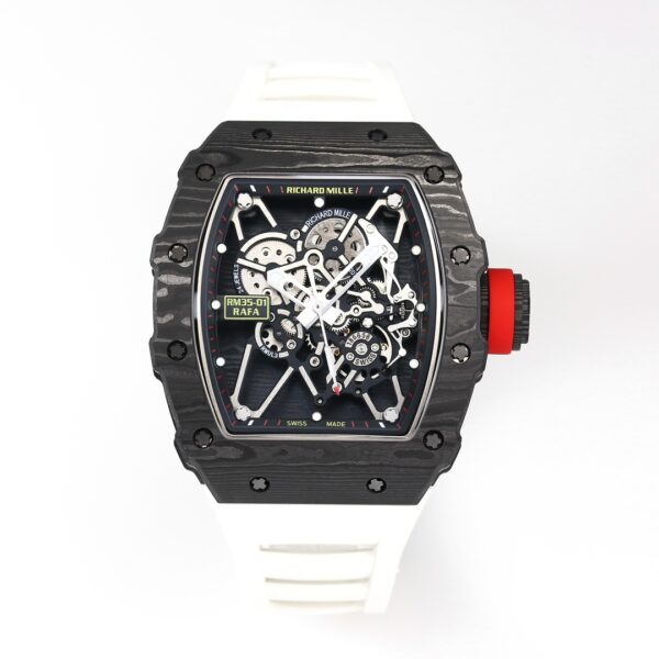 RICHARD MILLE RM35-01 Black Carbon BBR Factory Best Edition White Rubber Strap - Super Clone Watch | 1:1 Best Version