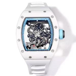 Richard Mille RM055 White Ceramic RMF 1:1 Best Edition on White Rubber Strap - Super Clone Watch | 1:1 Best Version