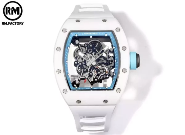 Richard Mille RM055 White Ceramic RMF 1:1 Best Edition on White Rubber Strap - Super Clone Watch | 1:1 Best Version
