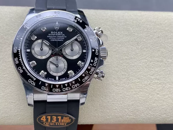 Rolex Daytona 126519 QF Factory 1:1 Best Edition Black/Silver Diamonds Dial V6 (Weighted) - Super Clone Watch | 1:1 Best Version