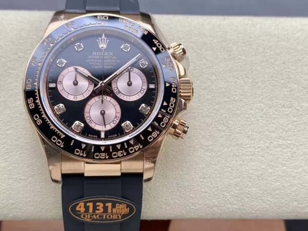 Rolex Daytona 126515 QF Factory 1:1 Best Edition Black/RG Diamonds Dial V6 (Weighted) - Super Clone Watch | 1:1 Best Version