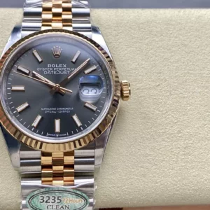 Rolex DateJust 36mm SS 116231 Clean Factory 1:1 Best Edition 904L Steel Gray Stick Dial - Super Clone Watch | 1:1 Best Version