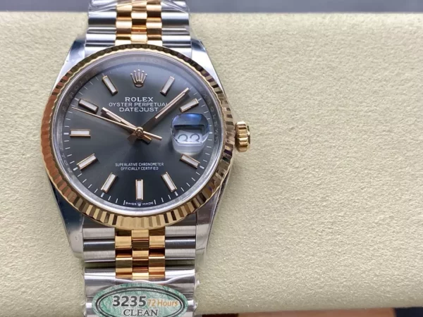 Rolex DateJust 36mm SS 116231 Clean Factory 1:1 Best Edition 904L Steel Gray Stick Dial - Super Clone Watch | 1:1 Best Version