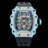 RICHARD MILLE RM21-02 Tourbillon Blue Quartz Fiber  RMF Best Edition on Black Rubber Strap - Super Clone Watch | 1:1 Best Version
