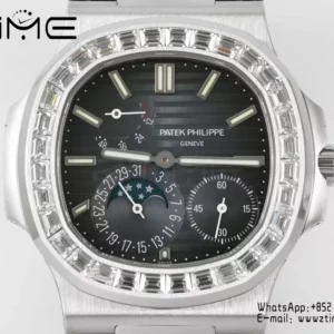 Patek Philippe Nautilus 5712 SS PPF Factory  1:1 Best Edition Blue Dial Diamonds Bezel V3 - Super Clone Watch | 1:1 Best Version