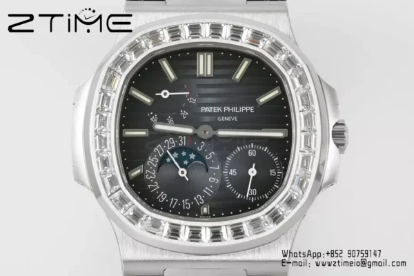 Patek Philippe Nautilus 5712 SS PPF Factory  1:1 Best Edition Blue Dial Diamonds Bezel V3 - Super Clone Watch | 1:1 Best Version