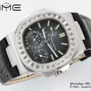 Patek Philippe Nautilus 5712 SS PPF Factory  1:1 Best Edition Blue Dial Diamonds Bezel V3 - Super Clone Watch | 1:1 Best Version