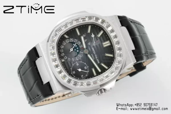 Patek Philippe Nautilus 5712 SS PPF Factory  1:1 Best Edition Blue Dial Diamonds Bezel V3 - Super Clone Watch | 1:1 Best Version