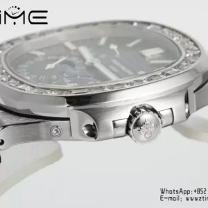 Patek Philippe Nautilus 5712 SS PPF Factory  1:1 Best Edition Blue Dial Diamonds Bezel V3 - Super Clone Watch | 1:1 Best Version
