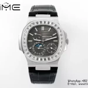 Patek Philippe Nautilus 5712 SS PPF Factory 1:1 Best Edition Gray Dial Diamonds Bezel  V3 - Super Clone Watch | 1:1 Best Version