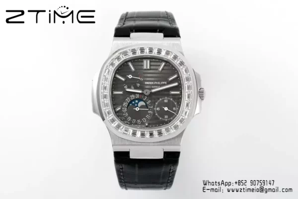 Patek Philippe Nautilus 5712 SS PPF Factory 1:1 Best Edition Gray Dial Diamonds Bezel  V3 - Super Clone Watch | 1:1 Best Version