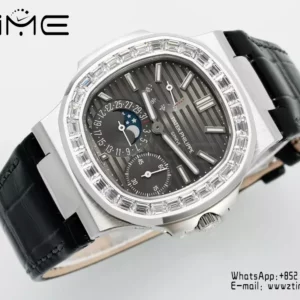Patek Philippe Nautilus 5712 SS PPF Factory 1:1 Best Edition Gray Dial Diamonds Bezel  V3 - Super Clone Watch | 1:1 Best Version