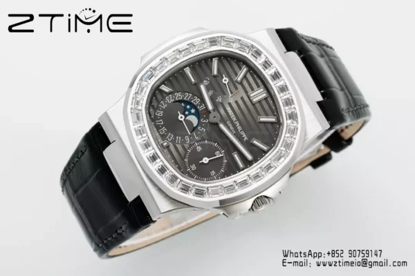 Patek Philippe Nautilus 5712 SS PPF Factory 1:1 Best Edition Gray Dial Diamonds Bezel  V3 - Super Clone Watch | 1:1 Best Version