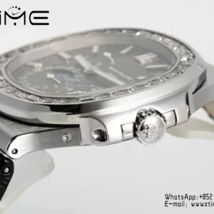 Patek Philippe Nautilus 5712 SS PPF Factory 1:1 Best Edition Gray Dial Diamonds Bezel  V3 - Super Clone Watch | 1:1 Best Version