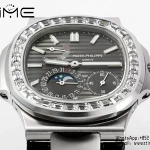 Patek Philippe Nautilus 5712 SS PPF Factory 1:1 Best Edition Gray Dial Diamonds Bezel  V3 - Super Clone Watch | 1:1 Best Version