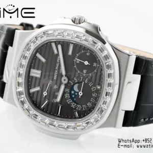 Patek Philippe Nautilus 5712 SS PPF Factory 1:1 Best Edition Gray Dial Diamonds Bezel  V3 - Super Clone Watch | 1:1 Best Version
