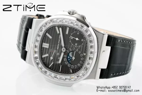 Patek Philippe Nautilus 5712 SS PPF Factory 1:1 Best Edition Gray Dial Diamonds Bezel  V3 - Super Clone Watch | 1:1 Best Version