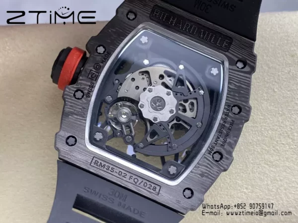 RICHARD MILLE RM035-02 NTPT R7 Factory 1:1 Best Edition Black Rubber Strap - Super Clone Watch | 1:1 Best Version