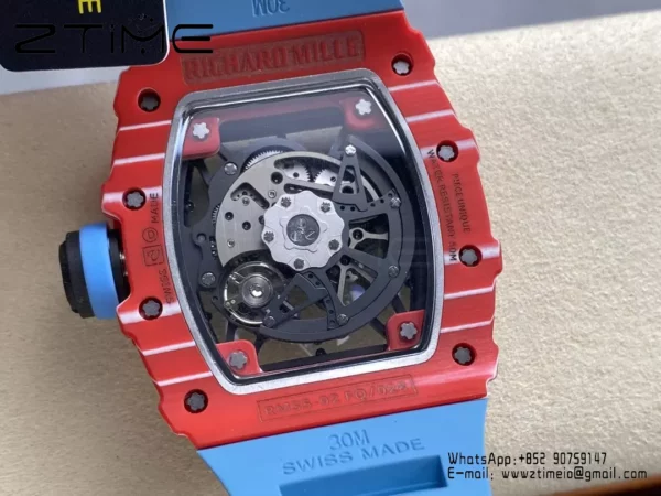 RICHARD MILLE RM035-02 Red NTPT R7 Factory 1:1 Best Edition Blue Rubber Strap - Super Clone Watch | 1:1 Best Version