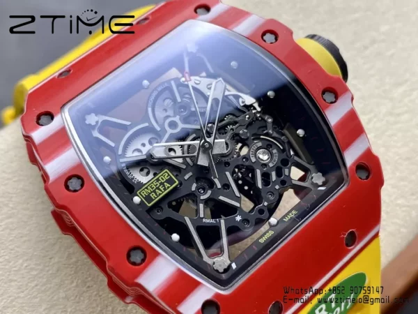 RICHARD MILLE RM035-02 Red NTPT R7 Factory 1:1 Best Edition Yellow Rubber Strap - Super Clone Watch | 1:1 Best Version