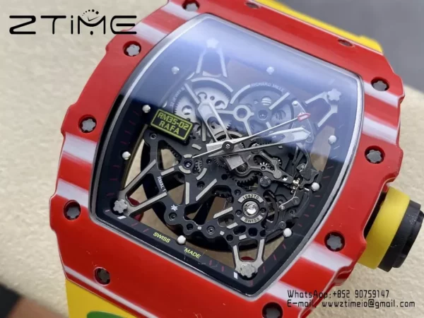 RICHARD MILLE RM035-02 Red NTPT R7 Factory 1:1 Best Edition Yellow Rubber Strap - Super Clone Watch | 1:1 Best Version