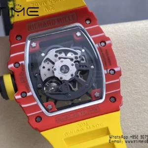 RICHARD MILLE RM035-02 Red NTPT R7 Factory 1:1 Best Edition Yellow Rubber Strap - Super Clone Watch | 1:1 Best Version